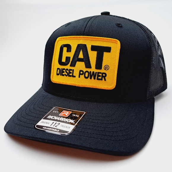 CAT Richardson 112 Trucker Mesh Snapback Hat Cap Black Embroidere… - Picture 1 of 4